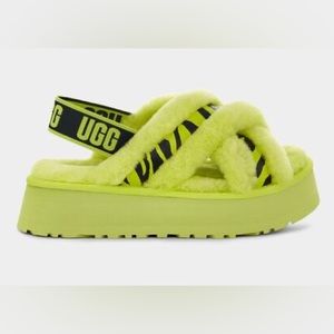 Ugg Disco Cross Slide Animalia In Key Lime  NEW